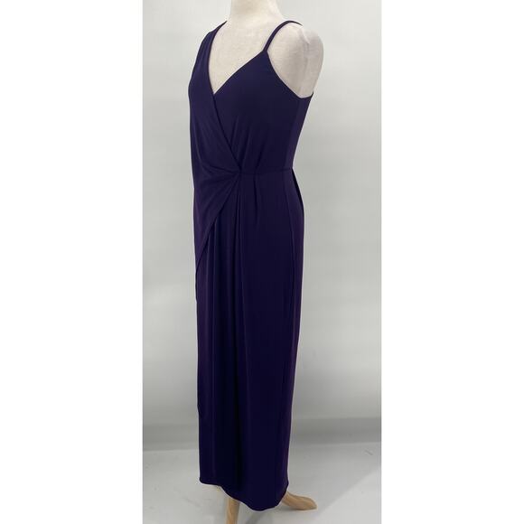 ASOS Maxi Dress Gown Asymmetric Draped Faux Wrap V Neck Purple Womens size 8 - Picture 4 of 11
